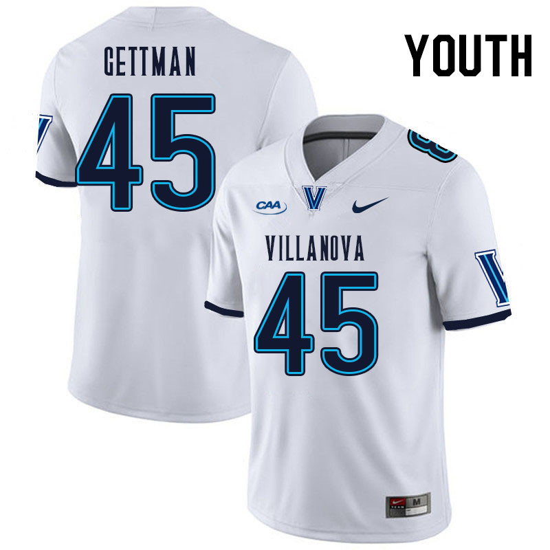 Youth #45 Ethan Gettman Villanova Wildcats College Football Jerseys Stitched Sale-White